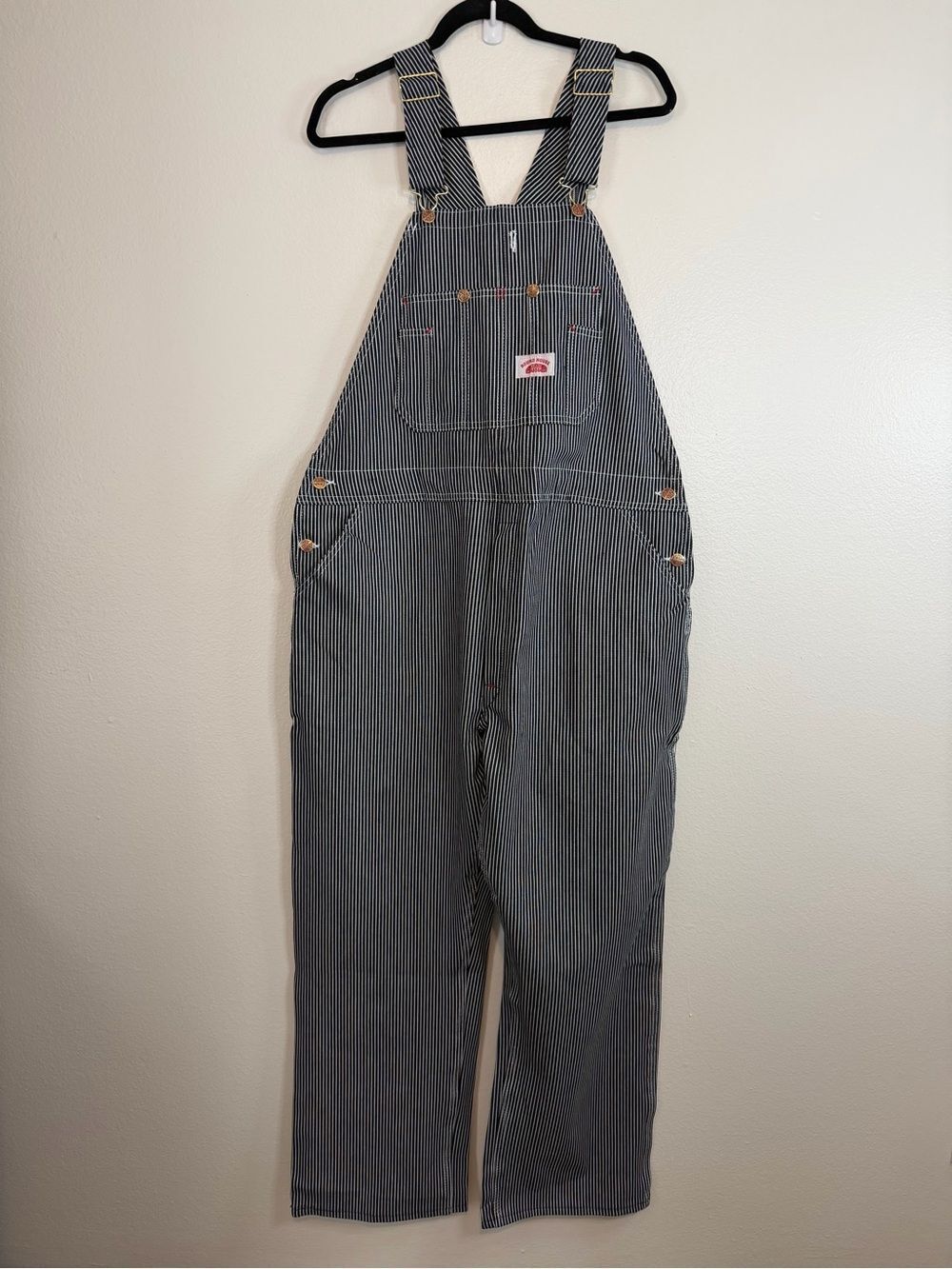 NWT Round House Bib Overalls Mens 42x30 Engineer Stripe Zip Fly